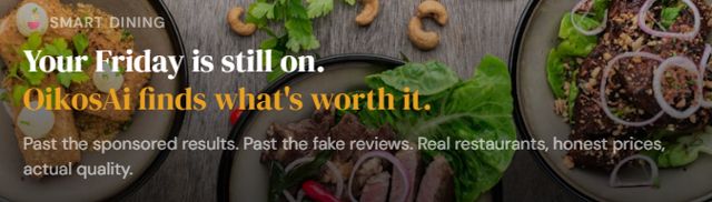 Smart dining — real restaurants, honest prices